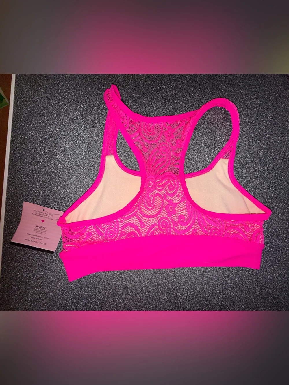 Kandi Kouture NWT! Hot Pink Dance Bra Size Teen Adult Medium